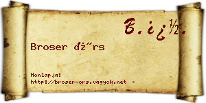 Broser Örs névjegykártya