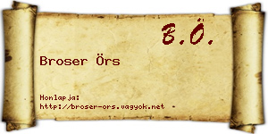 Broser Örs névjegykártya